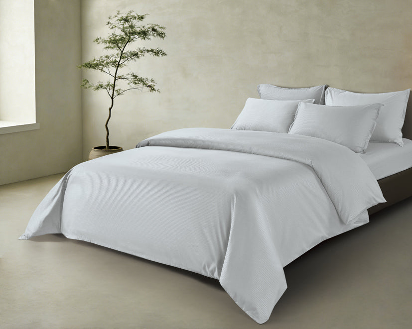 Epinova Silkysoft Dobby 980TC Microfiber Bedsheet (Grout Grey) | Fitted Set | Bedset