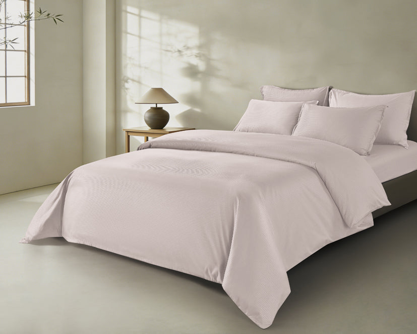 Epinova Silkysoft Dobby 980TC Microfiber Bedsheet (Hushed Lilac) | Fitted Set | Bedset