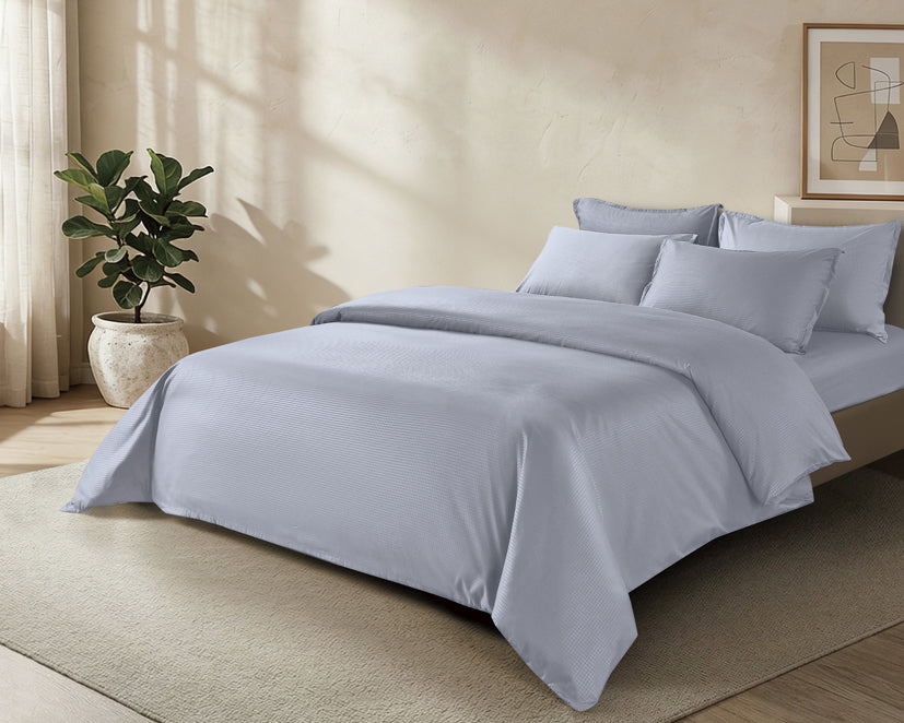 Epinova Silkysoft Dobby 980TC Microfiber Bedsheet (Dull Purple) | Fitted Set | Bedset