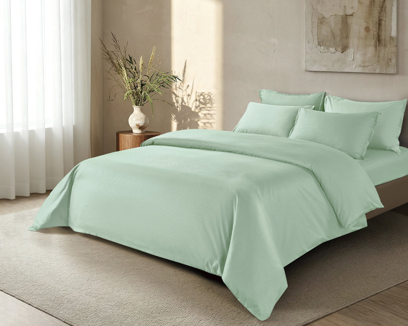 Epinova Silkysoft Dobby 980TC Microfiber Bedsheet (Subtle Green) | Fitted Set | Bedset