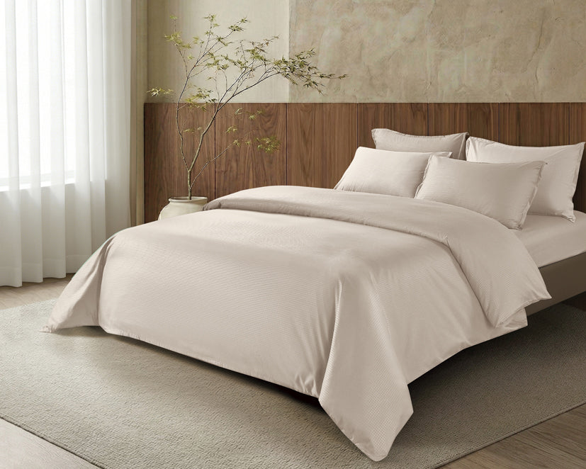 Epinova Silkysoft Dobby 980TC Microfiber Bedsheet (Milk Latte) | Fitted Set | Bedset