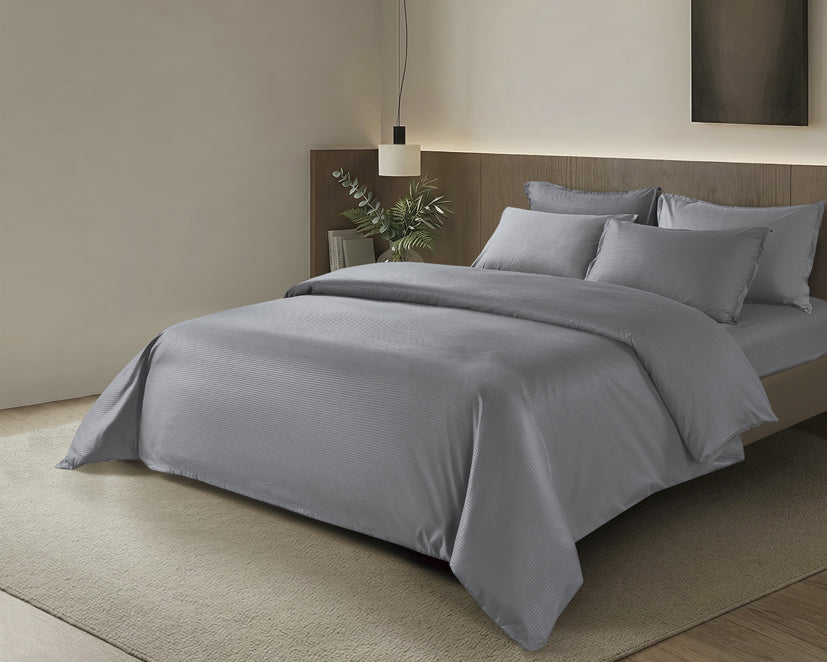 Epinova Silkysoft Dobby 980TC Microfiber Bedsheet (Charcoal) | Fitted Set | Bedset