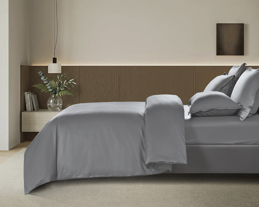 Epinova Silkysoft Dobby 980TC Microfiber Bedsheet (Charcoal) | Fitted Set | Bedset