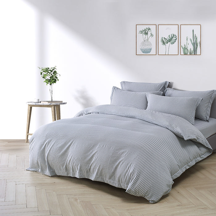 Epinova Urutora Series 1000TC Stonewashed Yarn-Dyed Bedsheet | Fitted Sheet | Bedset (Lava Grey)