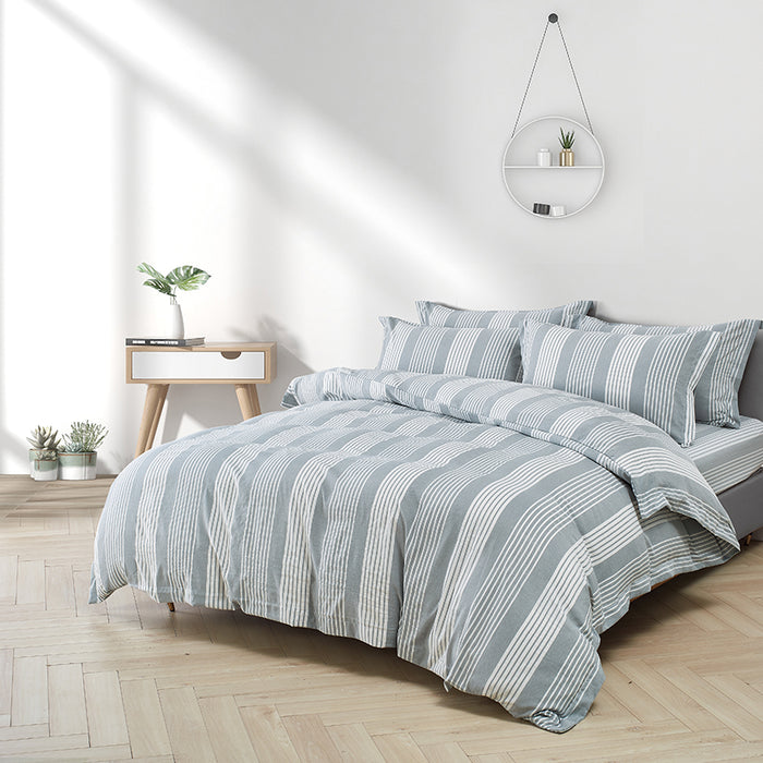 Epinova Urutora Series 1000TC Stonewashed Yarn-Dyed Bedsheet | Fitted Sheet | Bedset (Charcoal)