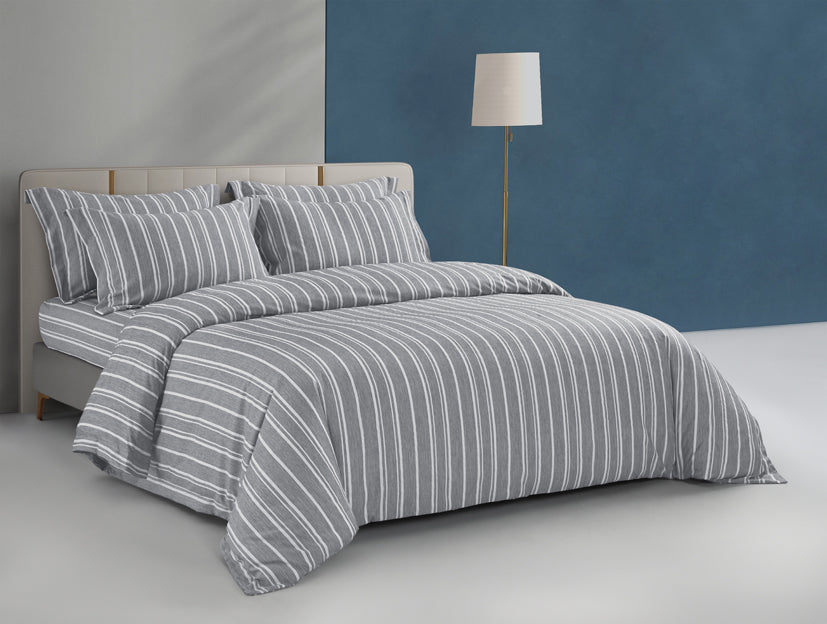 Epinova Urutora Series 1000TC Stonewashed Yarn-Dyed Bedsheet | Fitted Sheet | Bedset (Slate Grey)