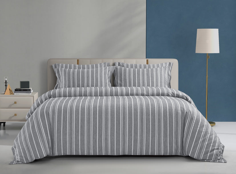 Epinova Urutora Series 1000TC Stonewashed Yarn-Dyed Bedsheet | Fitted Sheet | Bedset (Slate Grey)