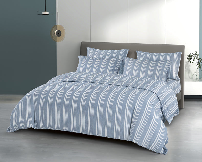 Epinova Urutora Series 1000TC Stonewashed Yarn-Dyed Bedsheet | Fitted Sheet | Bedset (Frost Blue)
