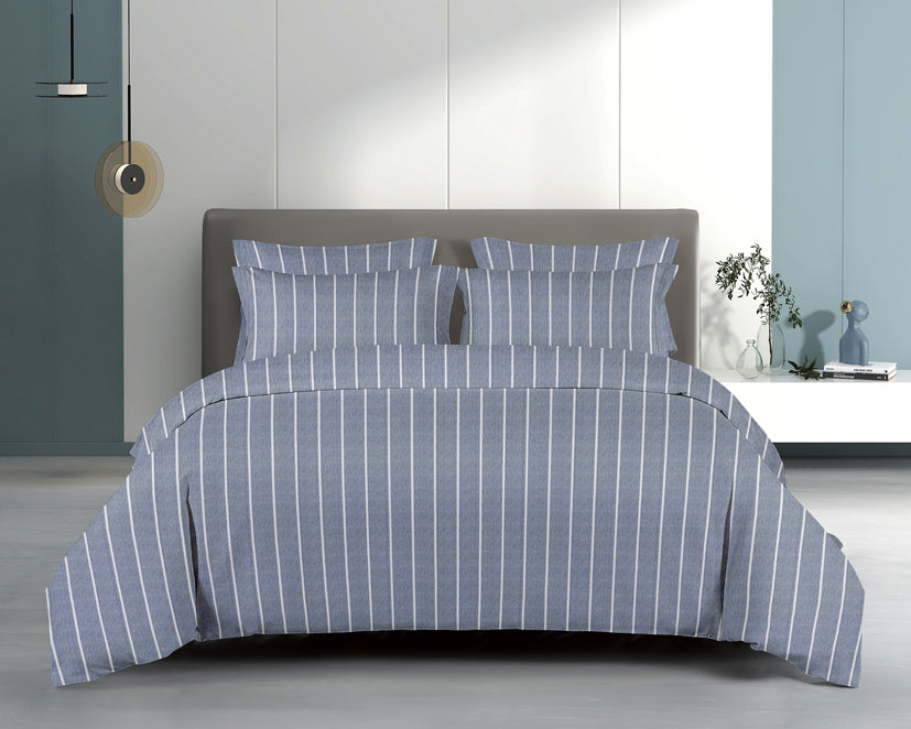 Epinova Urutora Series 1000TC Stonewashed Yarn-Dyed Bedsheet | Fitted Sheet | Bedset (Navy Blue)