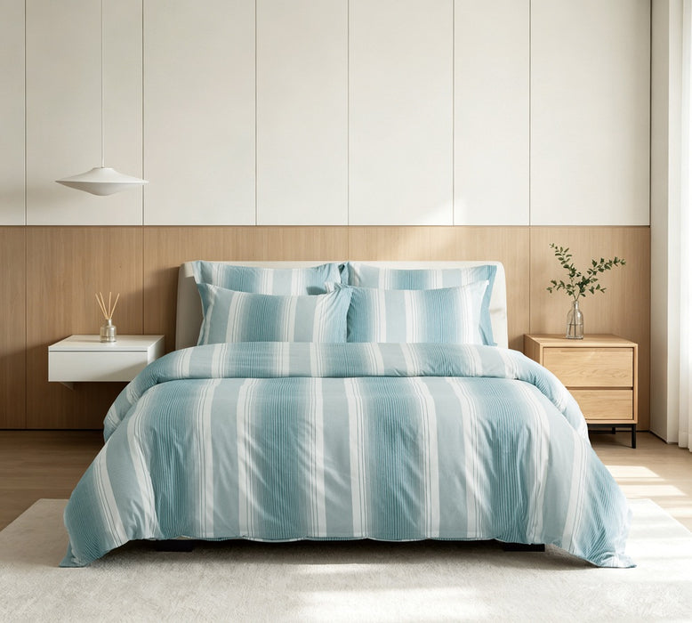 Epinova Urutora Series 1000TC Stonewashed Yarn-Dyed Bedsheet | Fitted Sheet | Bedset (Deli Blue)