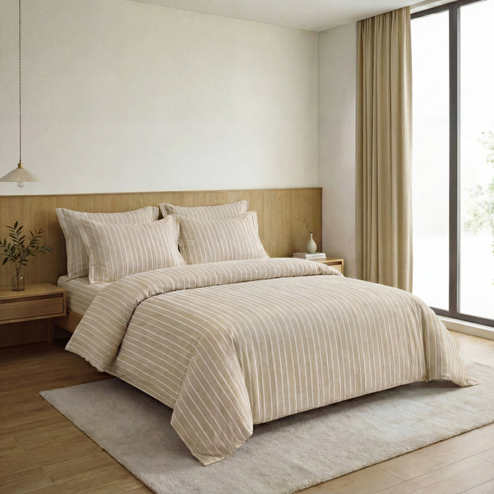 Epinova Urutora Series 1000TC Stonewashed Yarn-Dyed Bedsheet | Fitted Sheet | Bedset (Cement)
