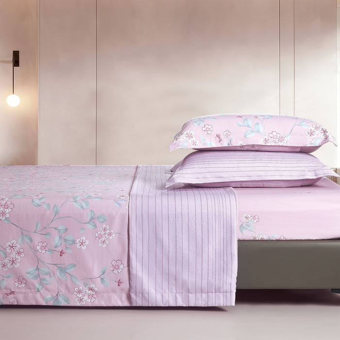 Epitex 1200TC Hybrid Botanic Silk Printed Fitted Sheet Set | Bedsheet | Bedset | Bedding