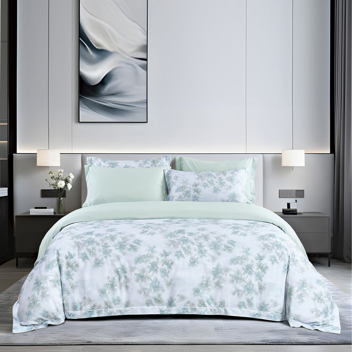 Epitex 1200TC Hybrid Botanic Silk Printed Fitted Sheet Set | Bedsheet | Bedset | Bedding