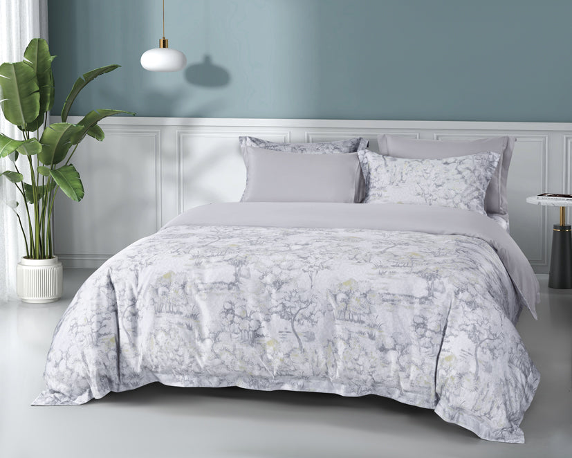 Epitex 1200TC Hybrid Botanic Silk Printed Fitted Sheet Set | Bedsheet | Bedset | Bedding