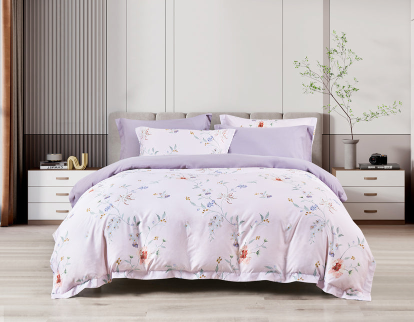 Epitex 1200TC Hybrid Botanic Silk Printed Fitted Sheet Set | Bedsheet | Bedset | Bedding (Blossoria)