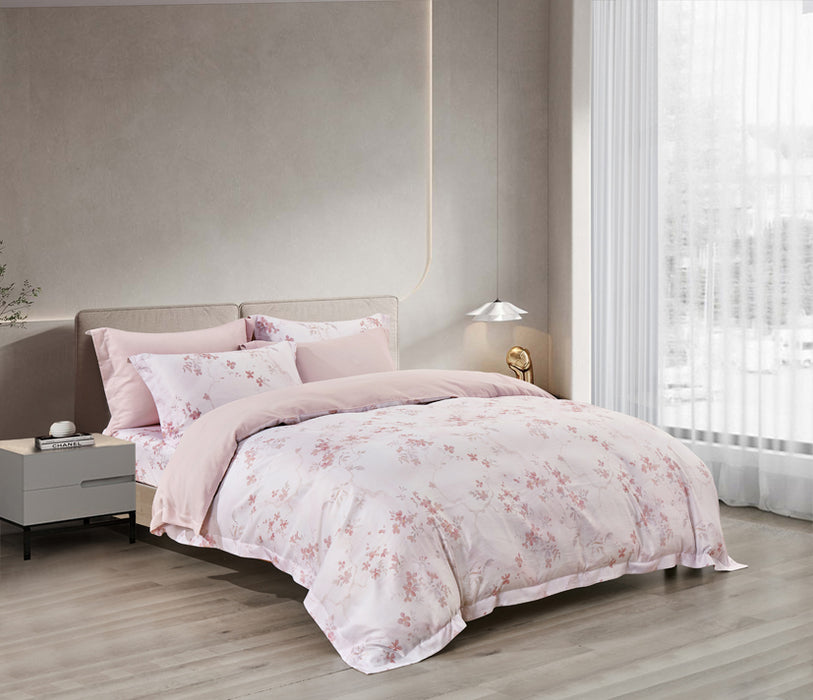 Epitex 1200TC Hybrid Botanic Silk Printed Fitted Sheet Set | Bedsheet | Bedset | Bedding (Etheral)