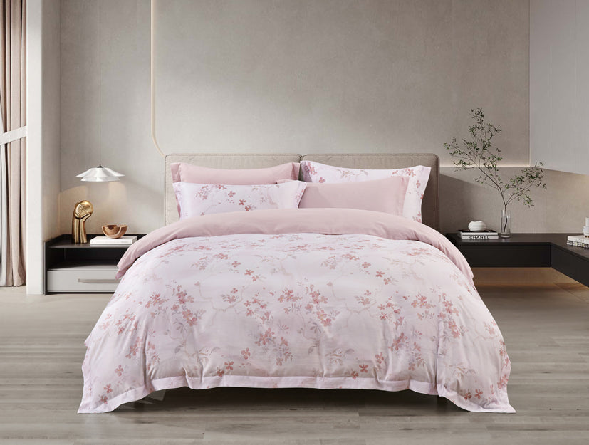 Epitex 1200TC Hybrid Botanic Silk Printed Fitted Sheet Set | Bedsheet | Bedset | Bedding (Etheral)