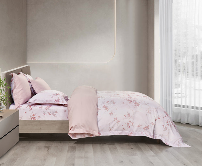 Epitex 1200TC Hybrid Botanic Silk Printed Fitted Sheet Set | Bedsheet | Bedset | Bedding (Etheral)
