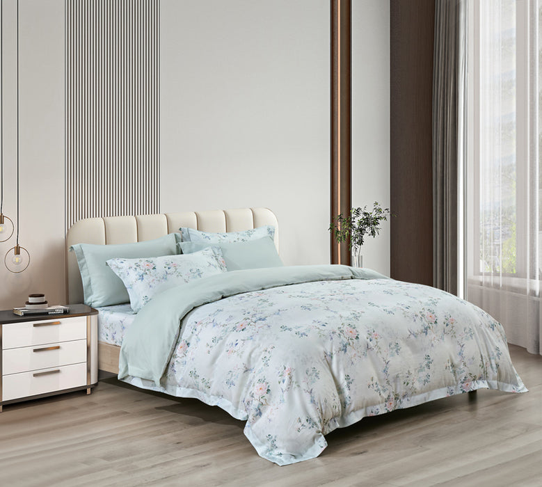 Epitex 1200TC Hybrid Botanic Silk Printed Fitted Sheet Set | Bedsheet | Bedset | Bedding (Hanora)