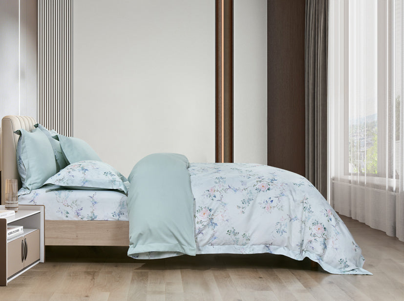 Epitex 1200TC Hybrid Botanic Silk Printed Fitted Sheet Set | Bedsheet | Bedset | Bedding (Hanora)