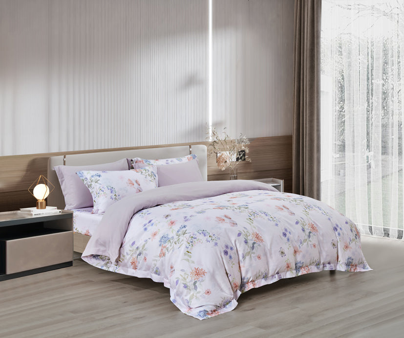Epitex 1200TC Hybrid Botanic Silk Printed Fitted Sheet Set | Bedsheet | Bedset | Bedding (Guloria)