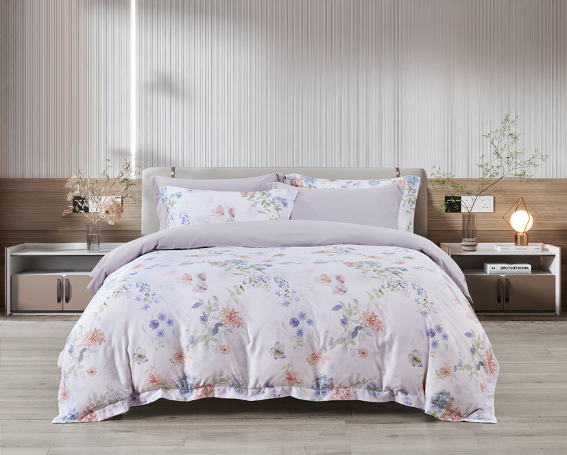 Epitex 1200TC Hybrid Botanic Silk Printed Fitted Sheet Set | Bedsheet | Bedset | Bedding (Guloria)