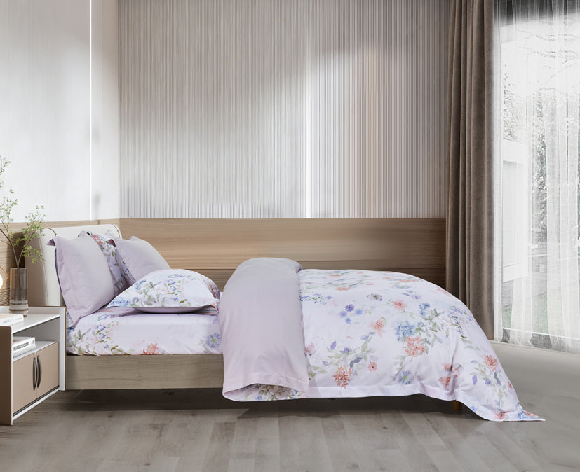 Epitex 1200TC Hybrid Botanic Silk Printed Fitted Sheet Set | Bedsheet | Bedset | Bedding (Guloria)