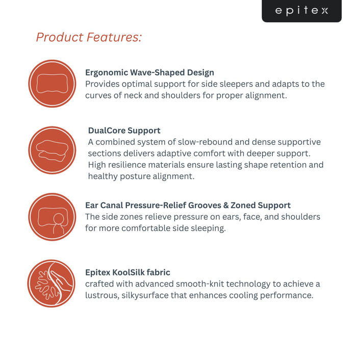 EPITEX DUALCORE SIDE-HUG COZY PILLOW