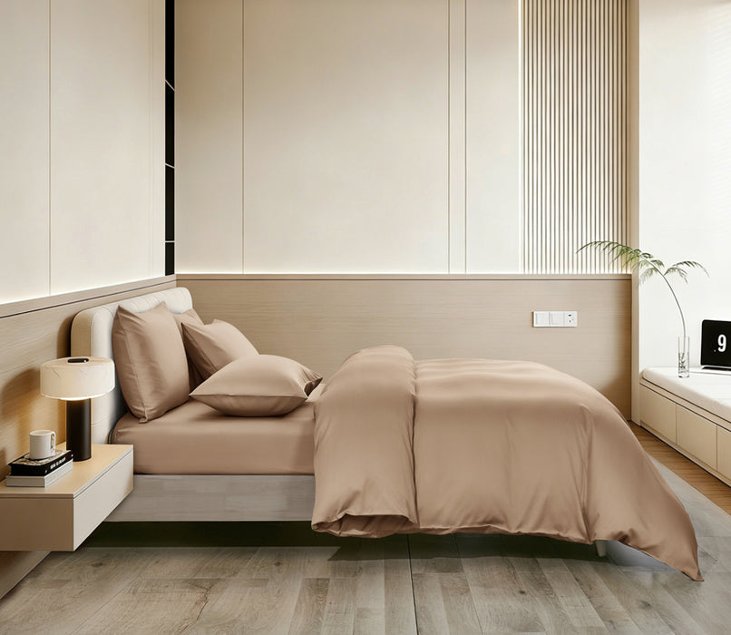 Epitex LYOCOOL CHROMA 1200TC Bedsheet | Fitted Sheet Set | Bedset (SANDY BROWN)