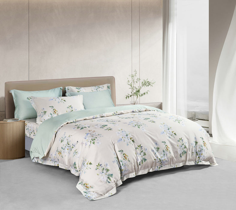 Epitex Lyocool Cotton Arte 1200TC Printed Bedsheet | Bedset | Fitted Set (Auralia)
