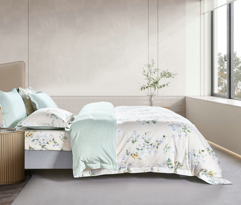 Epitex Lyocool Cotton Arte 1200TC Printed Bedsheet | Bedset | Fitted Set (Auralia)