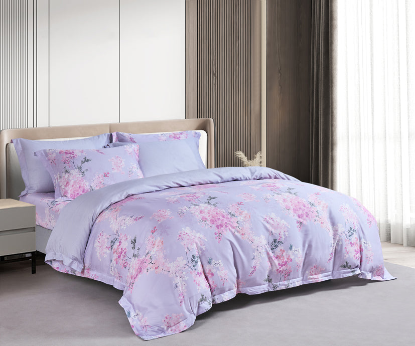 Epitex Lyocool Cotton Arte 1200TC Printed Bedsheet | Bedset | Fitted Set (Florune)