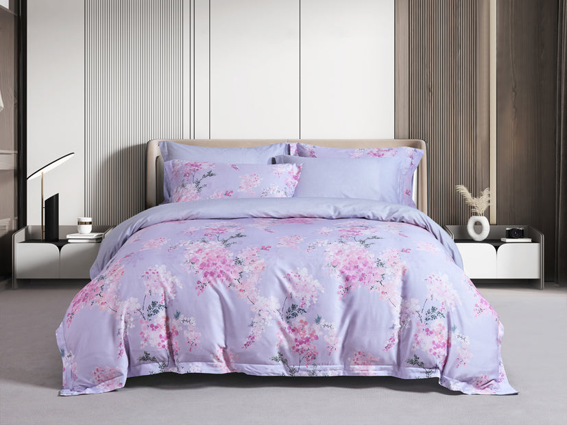 Epitex Lyocool Cotton Arte 1200TC Printed Bedsheet | Bedset | Fitted Set (Florune)