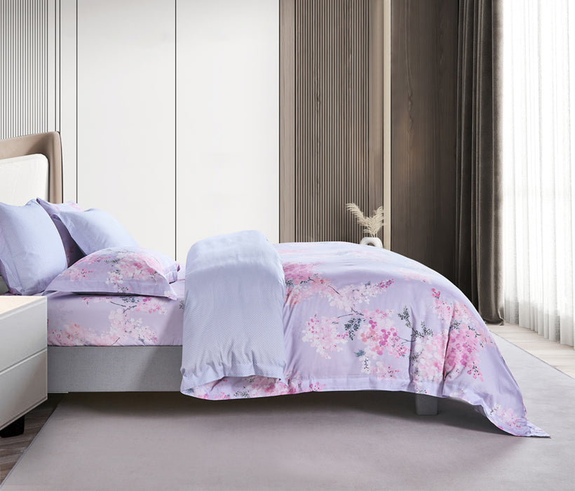 Epitex Lyocool Cotton Arte 1200TC Printed Bedsheet | Bedset | Fitted Set (Florune)