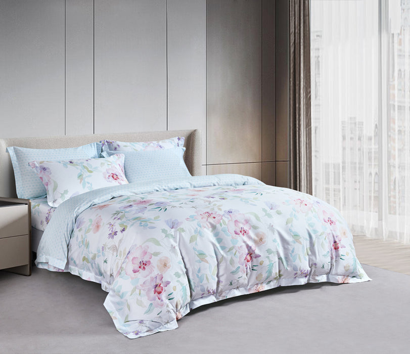 Epitex Lyocool Cotton Arte 1200TC Printed Bedsheet | Bedset | Fitted Set (Vervain)
