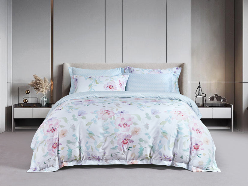 Epitex Lyocool Cotton Arte 1200TC Printed Bedsheet | Bedset | Fitted Set (Vervain)
