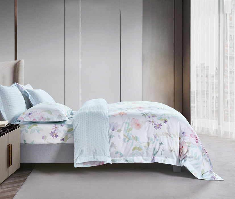 Epitex Lyocool Cotton Arte 1200TC Printed Bedsheet | Bedset | Fitted Set (Vervain)