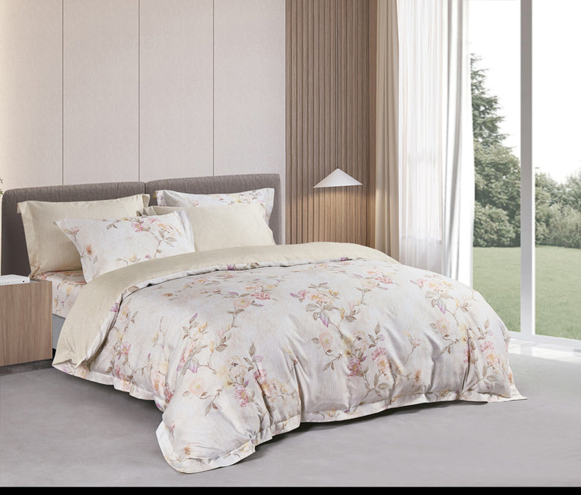Epitex Lyocool Cotton Arte 1200TC Printed Bedsheet | Bedset | Fitted Set (Blossomluxe)