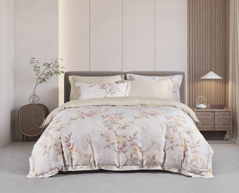 Epitex Lyocool Cotton Arte 1200TC Printed Bedsheet | Bedset | Fitted Set (Blossomluxe)