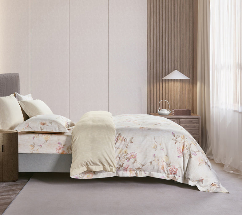 Epitex Lyocool Cotton Arte 1200TC Printed Bedsheet | Bedset | Fitted Set (Blossomluxe)