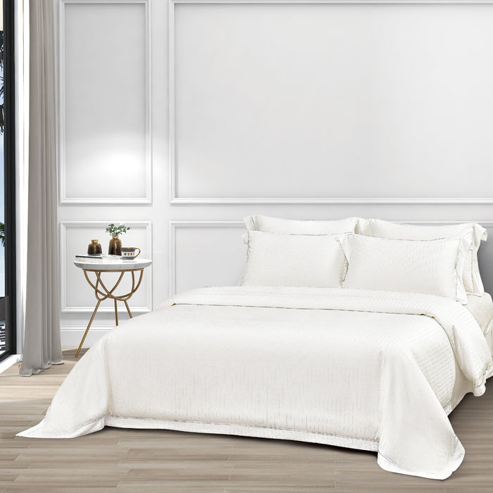 Epitex 1200TC Delores Luxe Modal Dobby (White) Fitted Sheet Set | Bedset  | Bedsheet | Soft | Fitted Sheet | Bedsheet Set