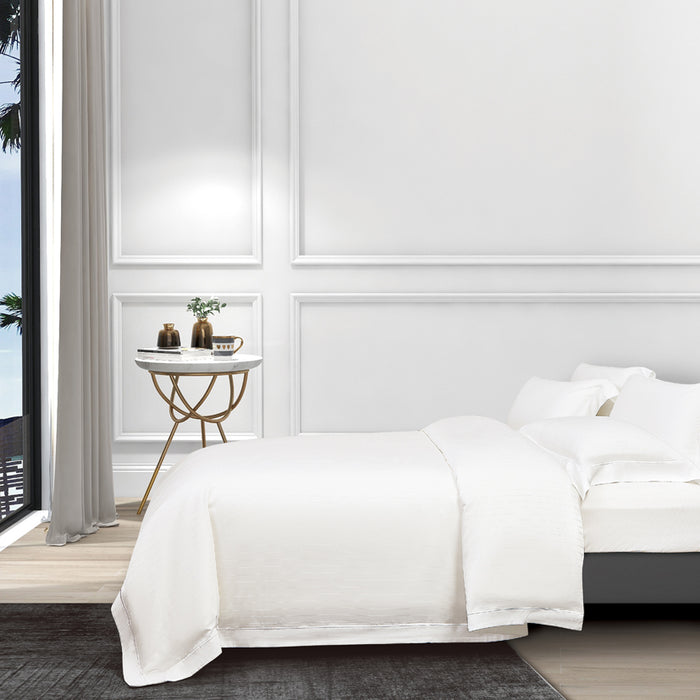 Epitex 1200TC Delores Luxe Modal Dobby (White) Fitted Sheet Set | Bedset  | Bedsheet | Soft | Fitted Sheet | Bedsheet Set