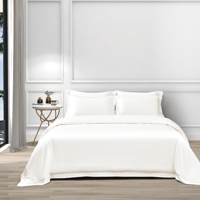 Epitex 1200TC Delores Luxe Modal Dobby (White) Fitted Sheet Set | Bedset  | Bedsheet | Soft | Fitted Sheet | Bedsheet Set