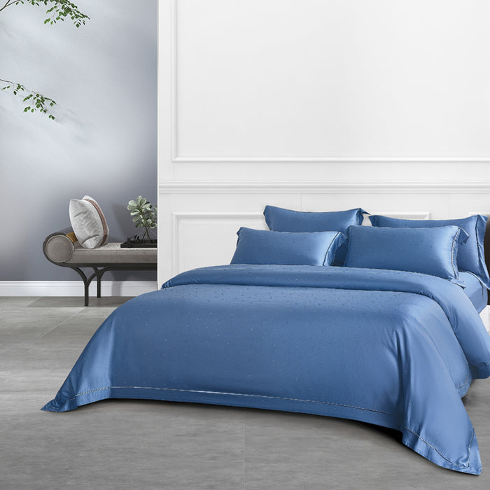 Epitex 1200TC Delores Luxe Modal Dobby (River Blue) Fitted Sheet Set | Bedset  | Bedsheet | Soft | Fitted Sheet | Bedsheet Set