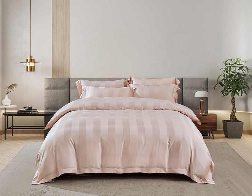 Epitex 1200TC Delores Luxe Modal Dobby (Morganite) Fitted Sheet Set | Bedset  | Bedsheet | Soft | Fitted Sheet | Bedsheet Set