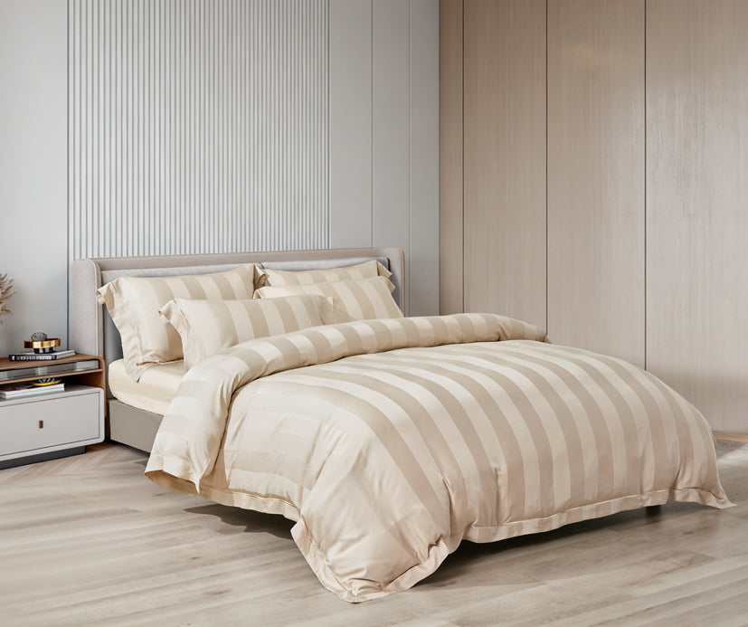 Epitex 1200TC Delores Luxe Modal Dobby (Cream Dune) Fitted Sheet Set | Bedset  | Bedsheet | Soft | Fitted Sheet | Bedsheet Set