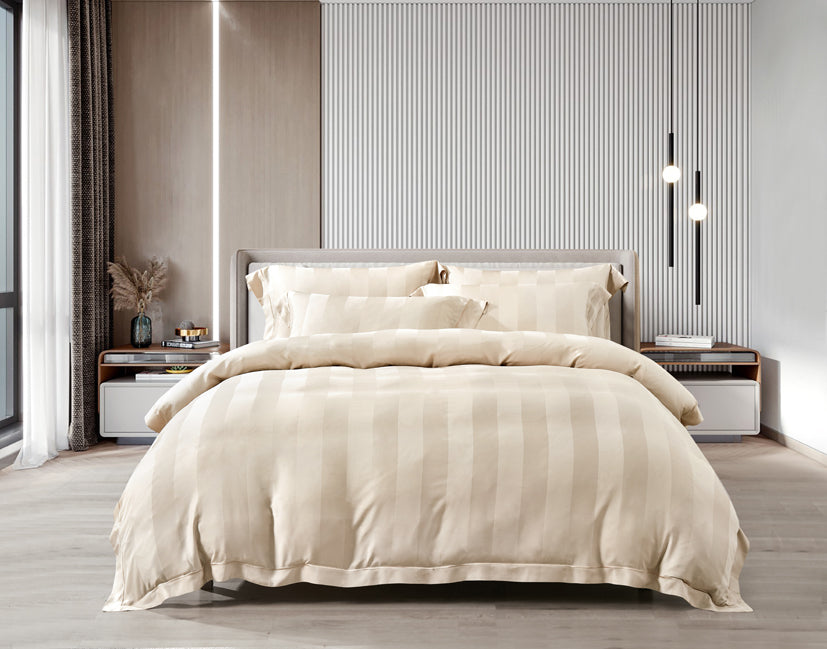 Epitex 1200TC Delores Luxe Modal Dobby (Cream Dune) Fitted Sheet Set | Bedset  | Bedsheet | Soft | Fitted Sheet | Bedsheet Set