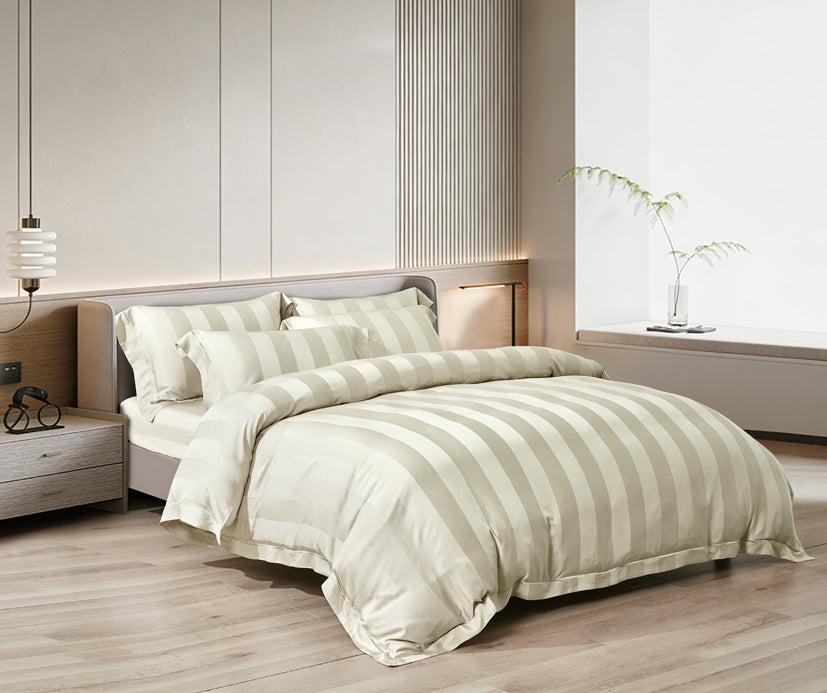 Epitex 1200TC Delores Luxe Modal Dobby (Grey Mint) Fitted Sheet Set | Bedset  | Bedsheet | Soft | Fitted Sheet | Bedsheet Set