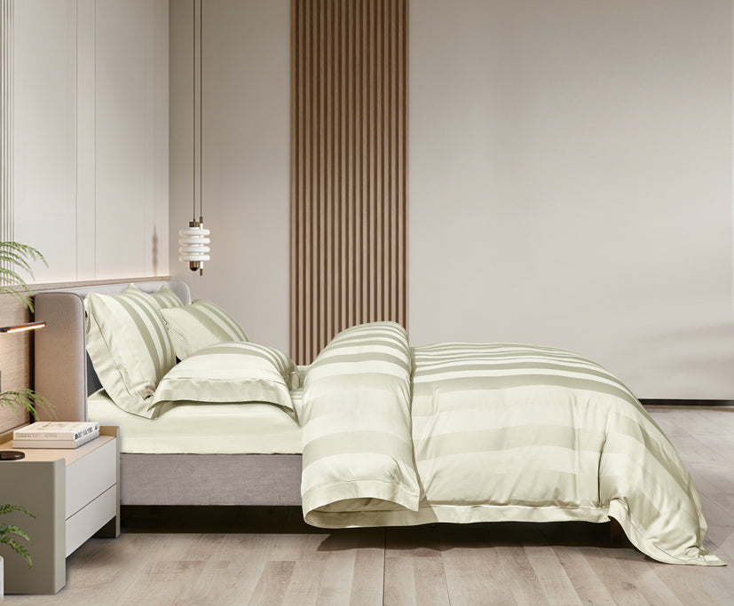 Epitex 1200TC Delores Luxe Modal Dobby (Grey Mint) Fitted Sheet Set | Bedset  | Bedsheet | Soft | Fitted Sheet | Bedsheet Set