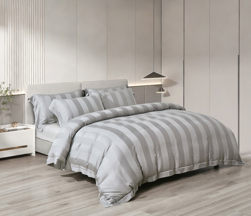 Epitex 1200TC Delores Luxe Modal Dobby (Classic Grey) Fitted Sheet Set | Bedset  | Bedsheet | Soft | Fitted Sheet | Bedsheet Set